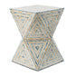 Benzara BM286116 20" Off White Ivory Capiz Accent Stool Table with Hourglass Triangular Design