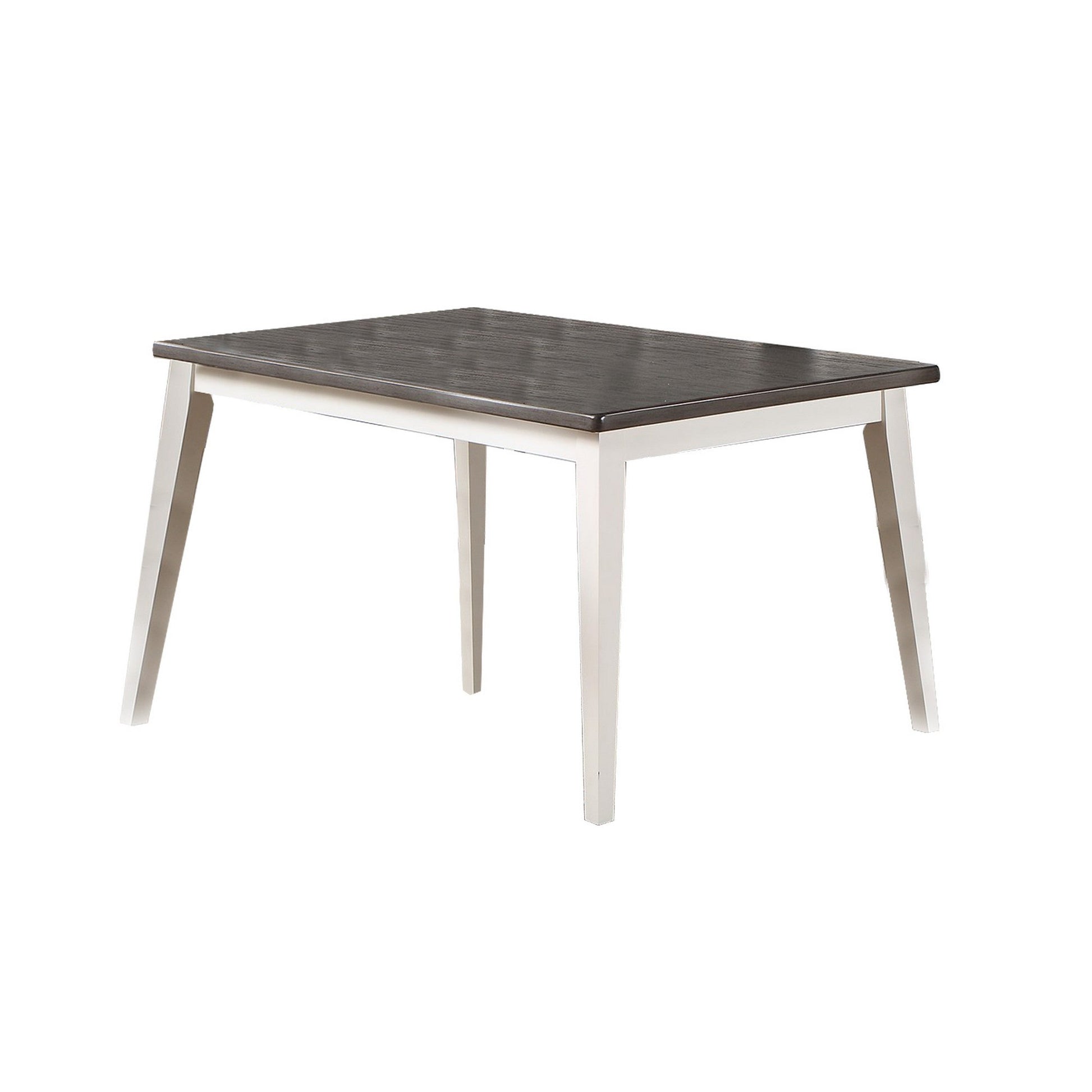 Benzara BM286289 Kya 60" Rectangular Dining Table with 2-Tone Wood, Dark Gray Top, and White Base