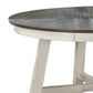 Benzara BM286293 48" Round Dining Table with 2-Tone Dark Veneer Top and Crisp White Bas