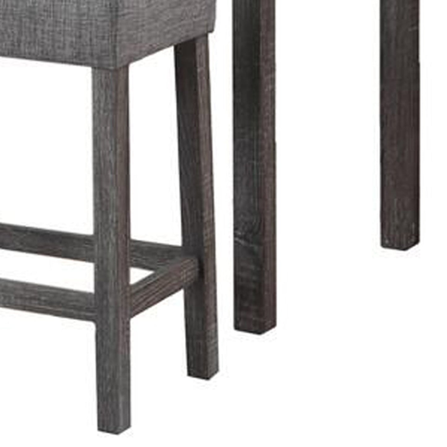 Benzara BM286622 Cora Smooth Gray 3-Piece Counter Height Table Set with Deep Tufted Stools, Set of 3