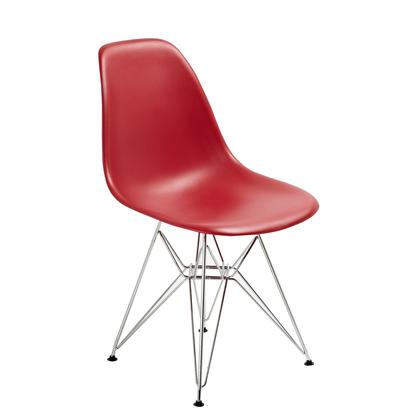 Benzara BM288109 Louie 21" Striking Red Modern Side Chair with Chrome Finished Legs