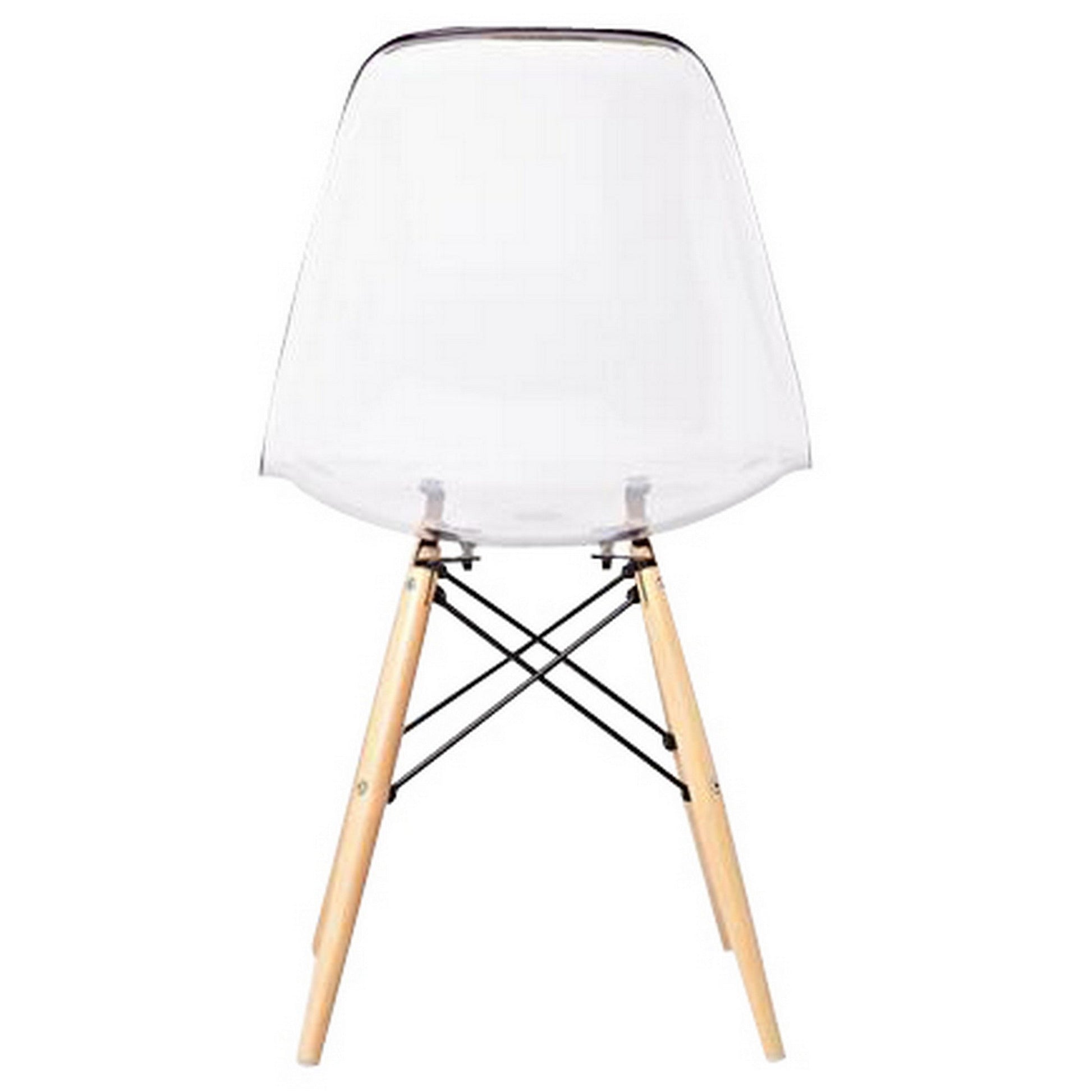 Benzara BM288110 Louie 21" Translucent Seating Modern Side Chair with Wood Finished Legs