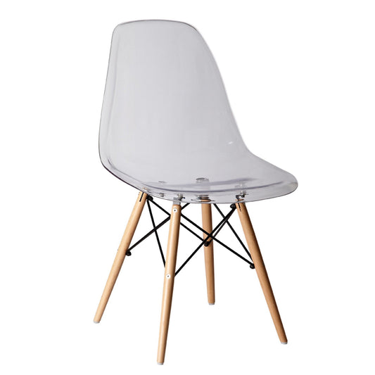 Benzara BM288110 Louie 21" Translucent Seating Modern Side Chair with Wood Finished Legs