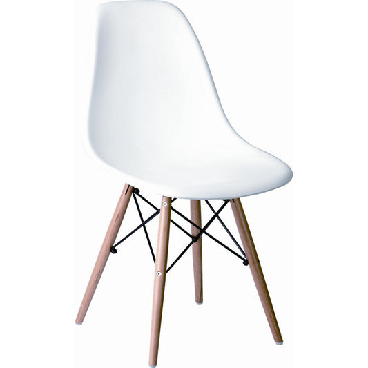 Benzara BM288115 Louie 21" Crisp White Modern Side Chair with Wood Finished Legs