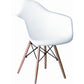 Benzara BM288119 Lanie 24" Crisp White Modern Armchair With Natural Brown Wood Legs