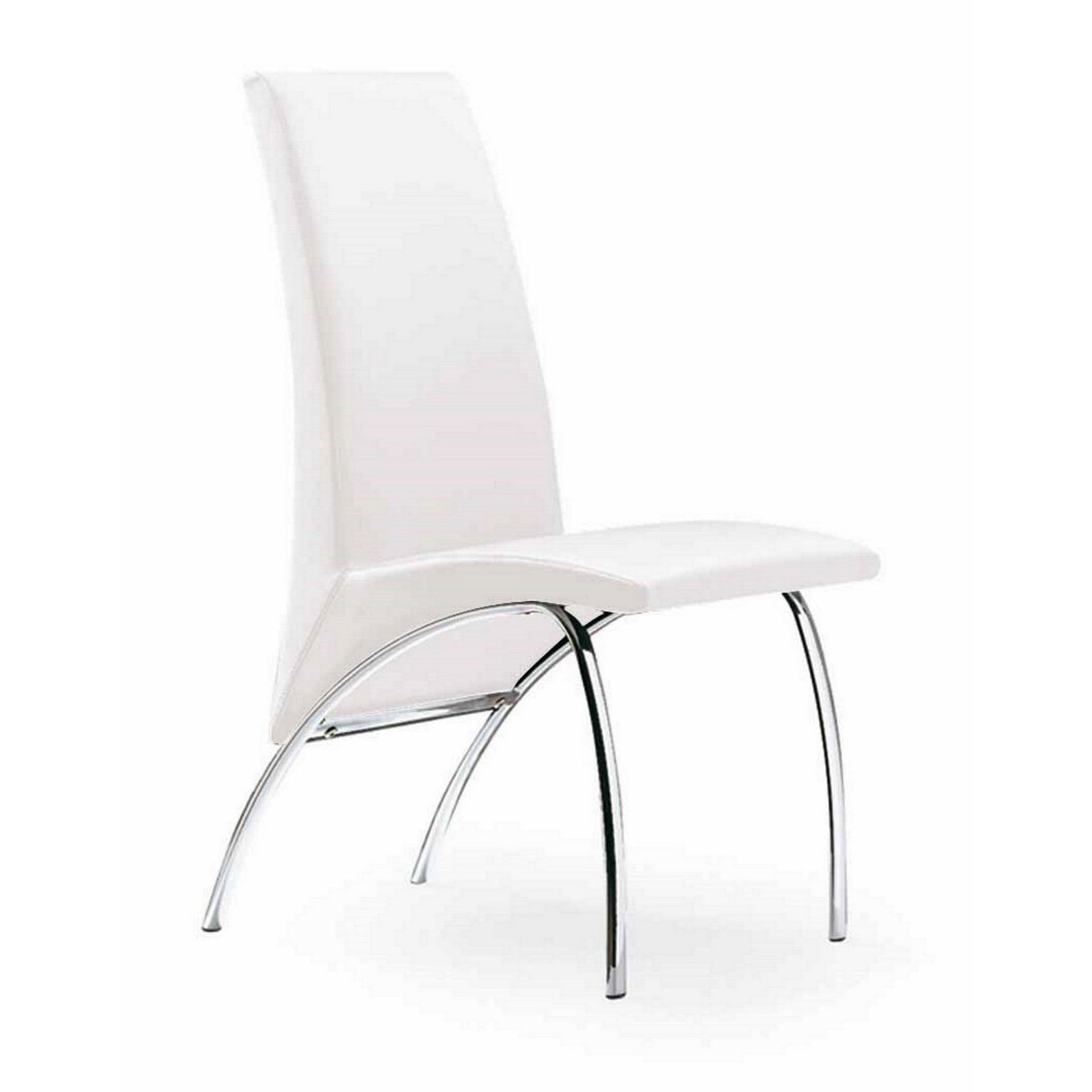 Benzara BM288125 Roan 17" Sleek Crisp White Vegan Leather Accent Chair With Chrome Legs