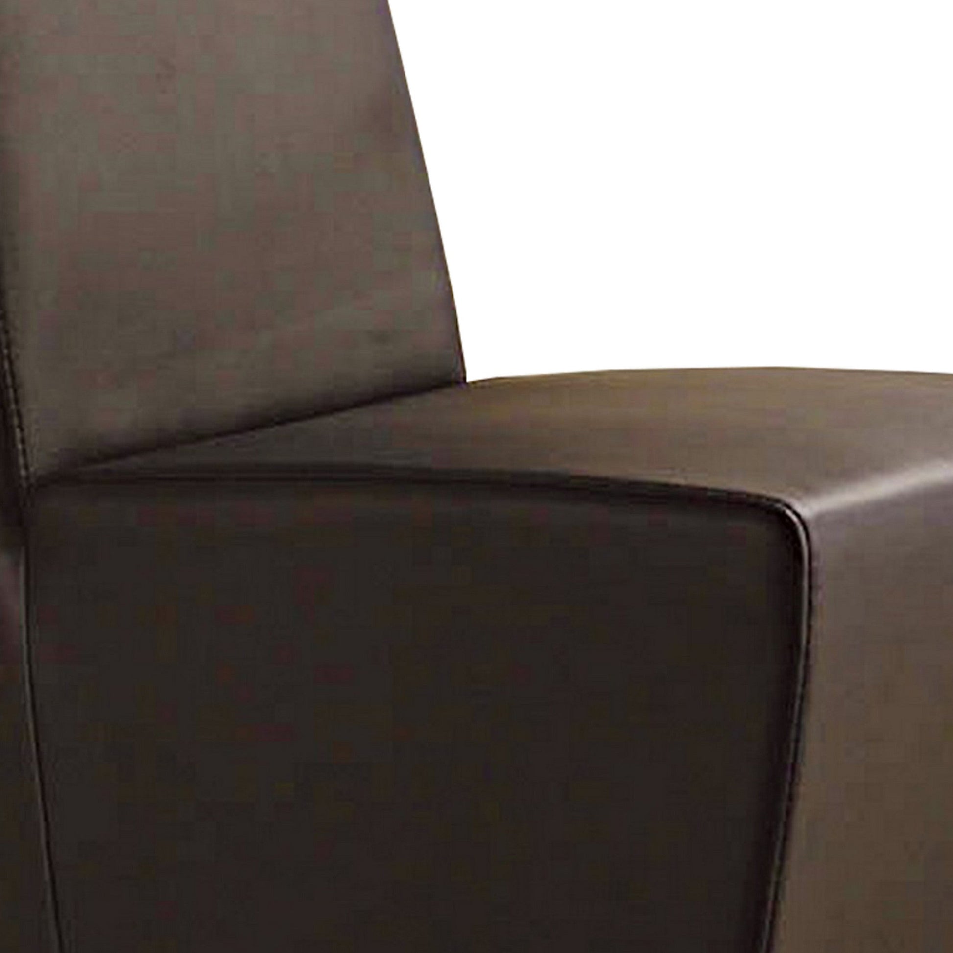 Benzara BM288168 Rox 18" Dark Brown Modern Metal Accent Chair, Faux Leather Upholstery