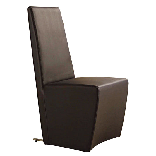 Benzara BM288168 Rox 18" Dark Brown Modern Metal Accent Chair, Faux Leather Upholstery