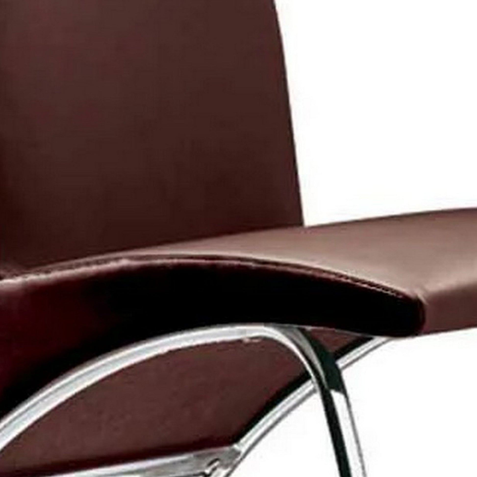 Benzara BM288187 Roan 17" Dark Brown Vegan Faux Leather Accent Side Chair With Chrome Legs