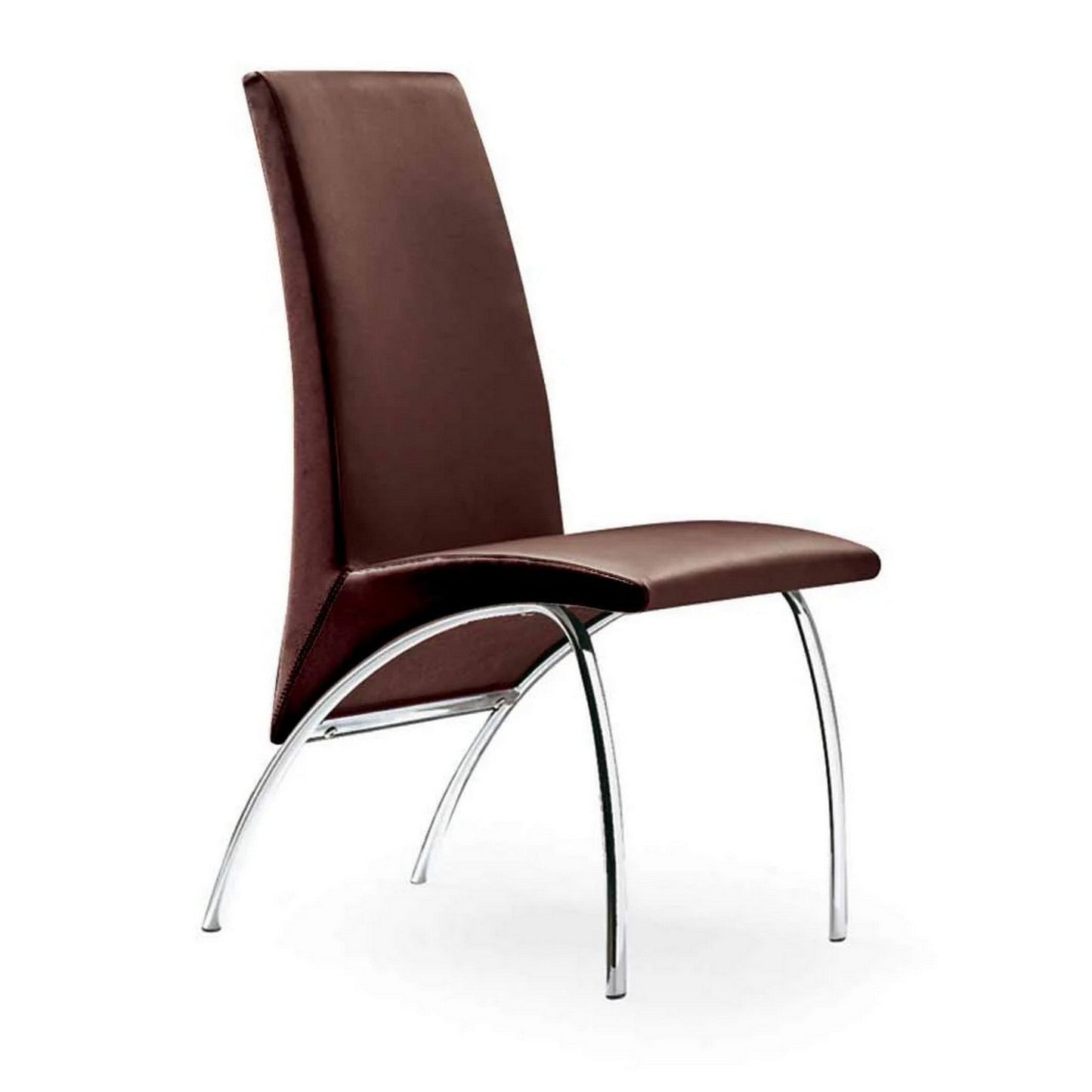 Benzara BM288187 Roan 17" Dark Brown Vegan Faux Leather Accent Side Chair With Chrome Legs