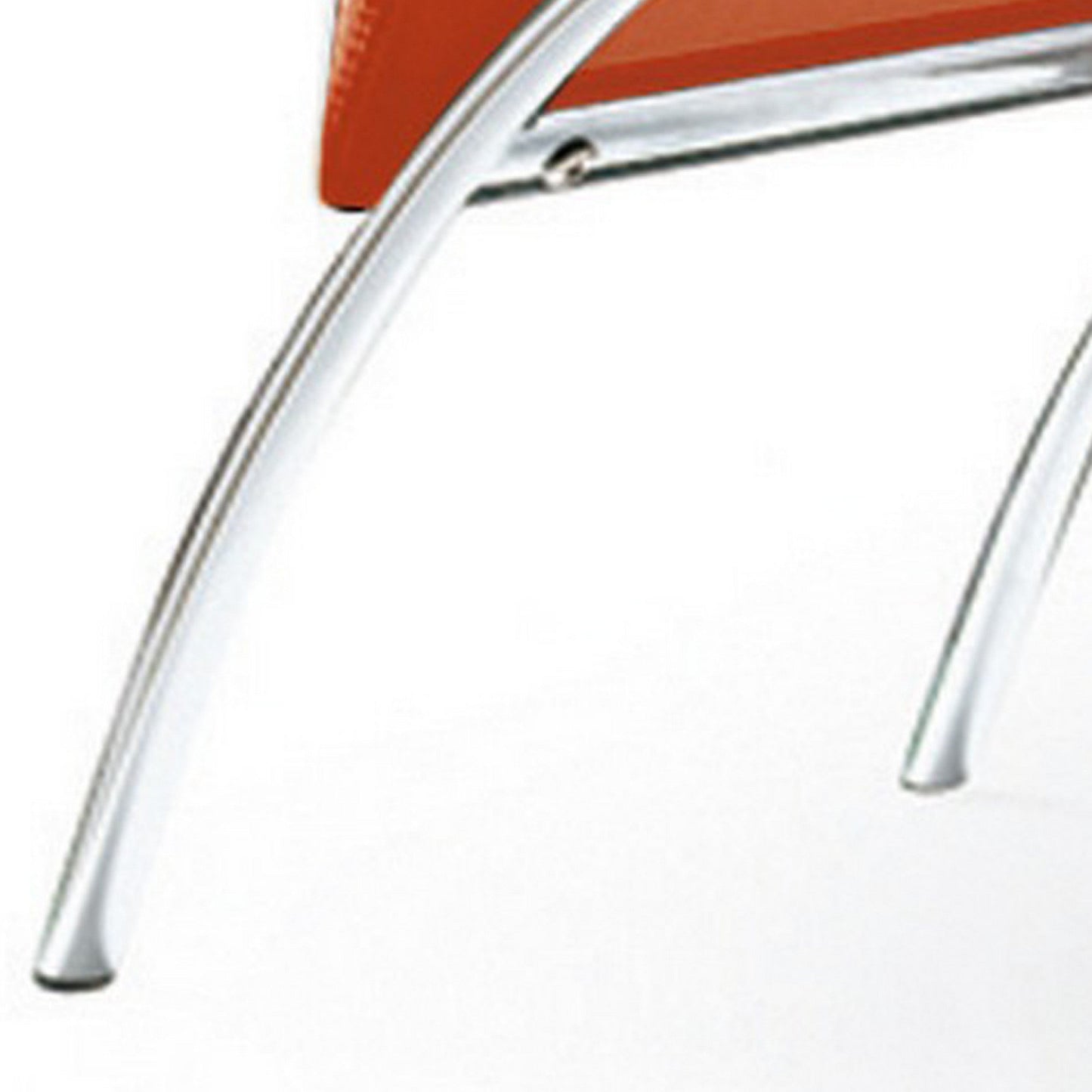 Benzara BM288188 Roan 17" Striking Orange Vegan Leather Accent Side Chair With Chrome Legs