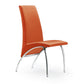 Benzara BM288188 Roan 17" Striking Orange Vegan Leather Accent Side Chair With Chrome Legs