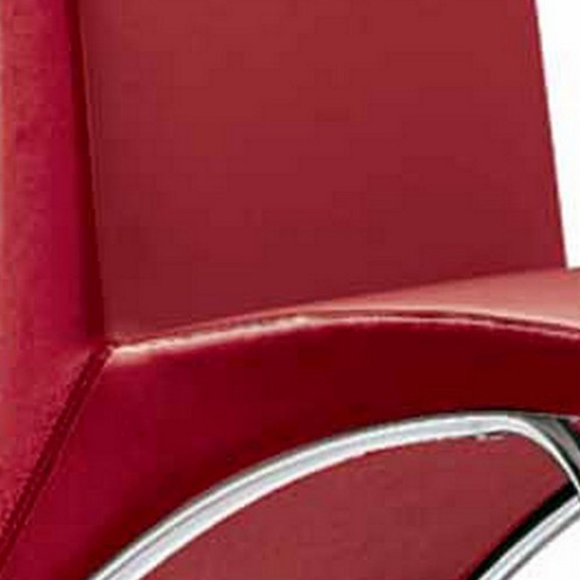 Benzara BM288189 Roan 17" Sleek Hot Red Vegan Leather Accent Side Chair With Chrome Legs