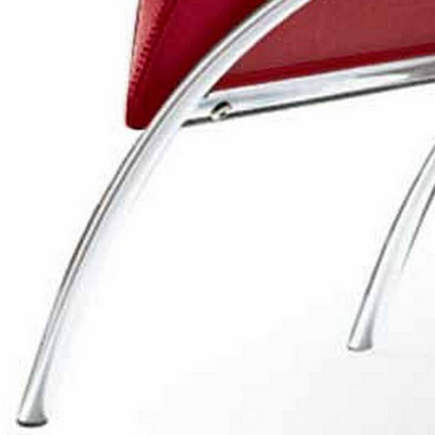 Benzara BM288189 Roan 17" Sleek Hot Red Vegan Leather Accent Side Chair With Chrome Legs