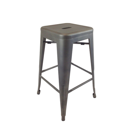 Benzara BM288193 Gene 30" Slate Gray Metal Frame Bar Stool in Modern Industrial Style