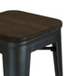 Benzara BM288194 Gene 24" Black Metal Frame Counter Stool With Industrial Wood Seat