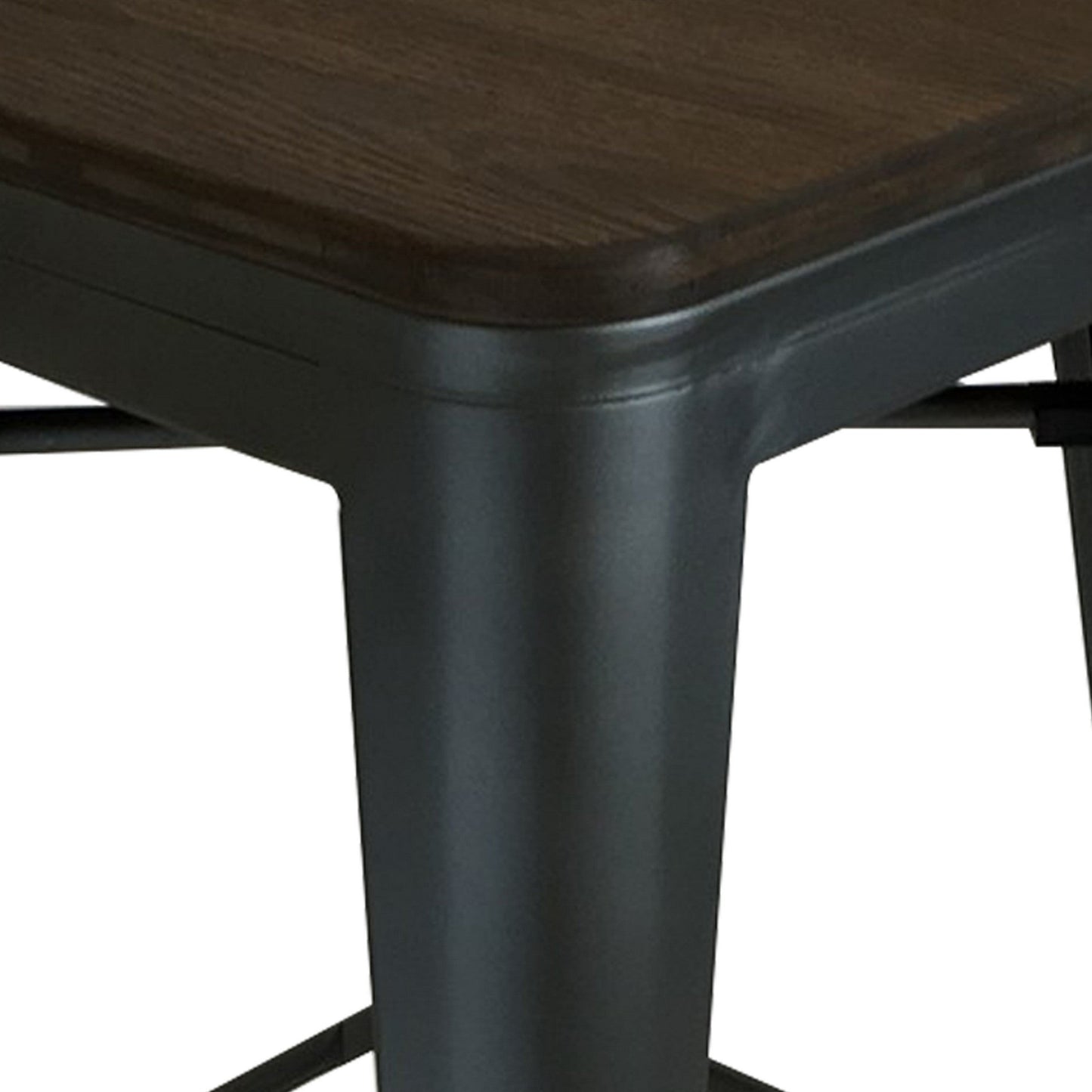 Benzara BM288194 Gene 24" Black Metal Frame Counter Stool With Industrial Wood Seat