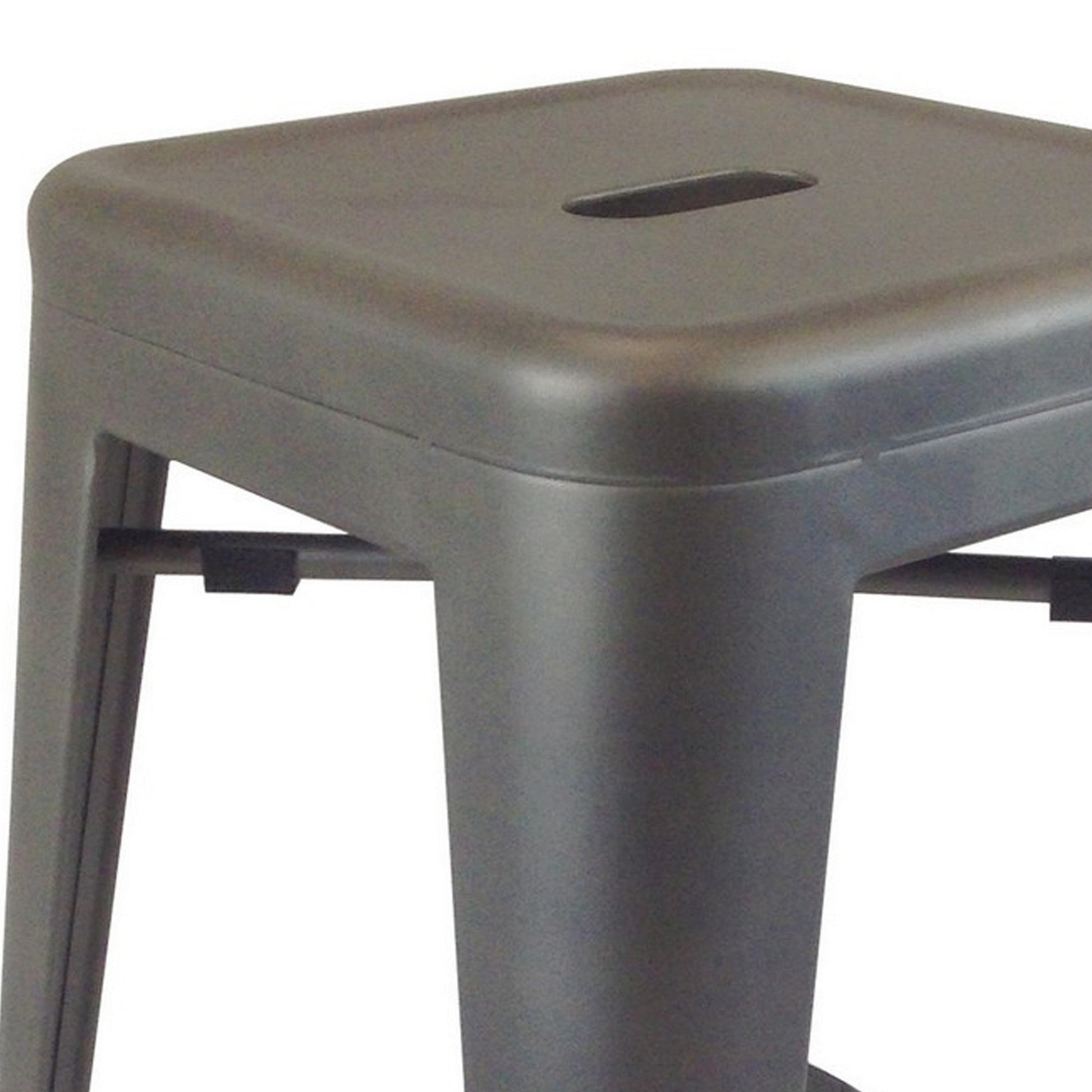 Benzara BM288195 Gene 24" Slate Gray Metal Frame Counter Stool in Industrial Style