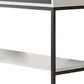 Benzara BM293173 39" White and Green Console Sideboard Table with Shelves and Drawer