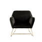 Benzara BM293183 Zoey 30" Black Velvet Modern Accent Chair With Gold Metal Frame