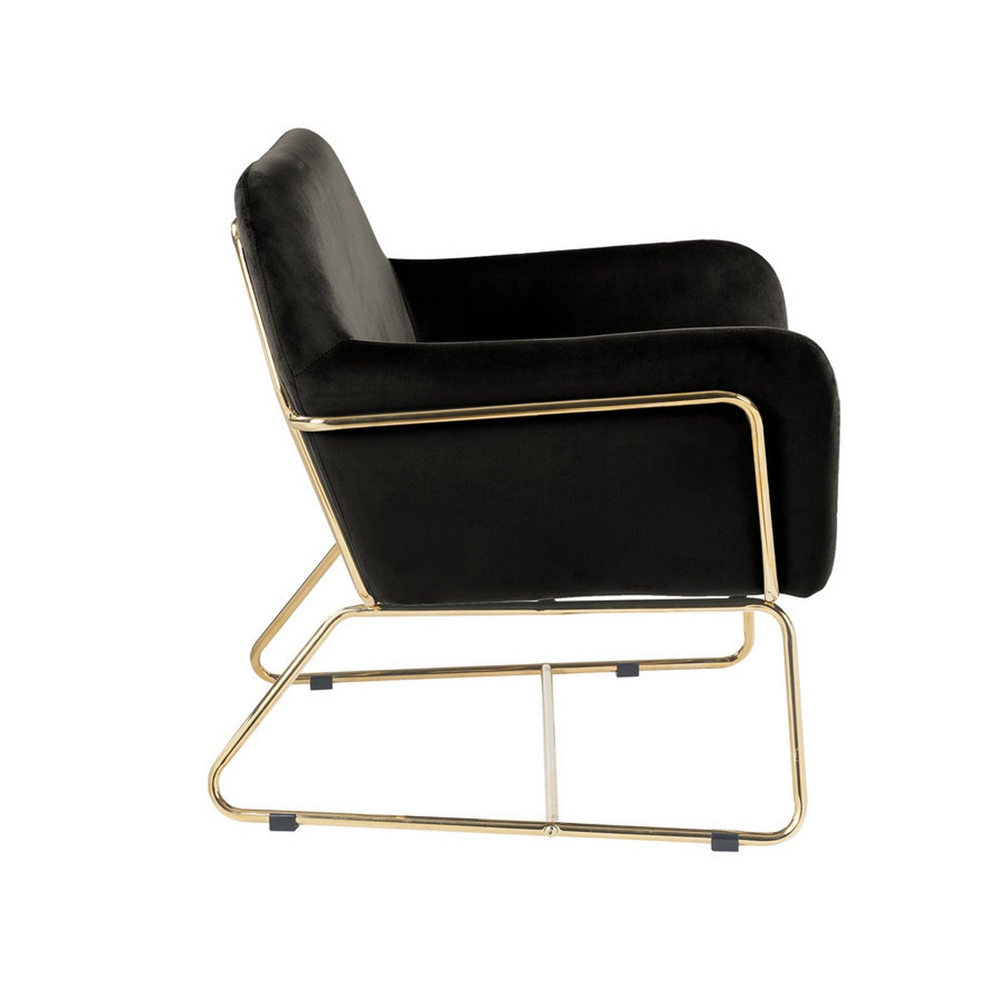 Benzara BM293183 Zoey 30" Black Velvet Modern Accent Chair With Gold Metal Frame