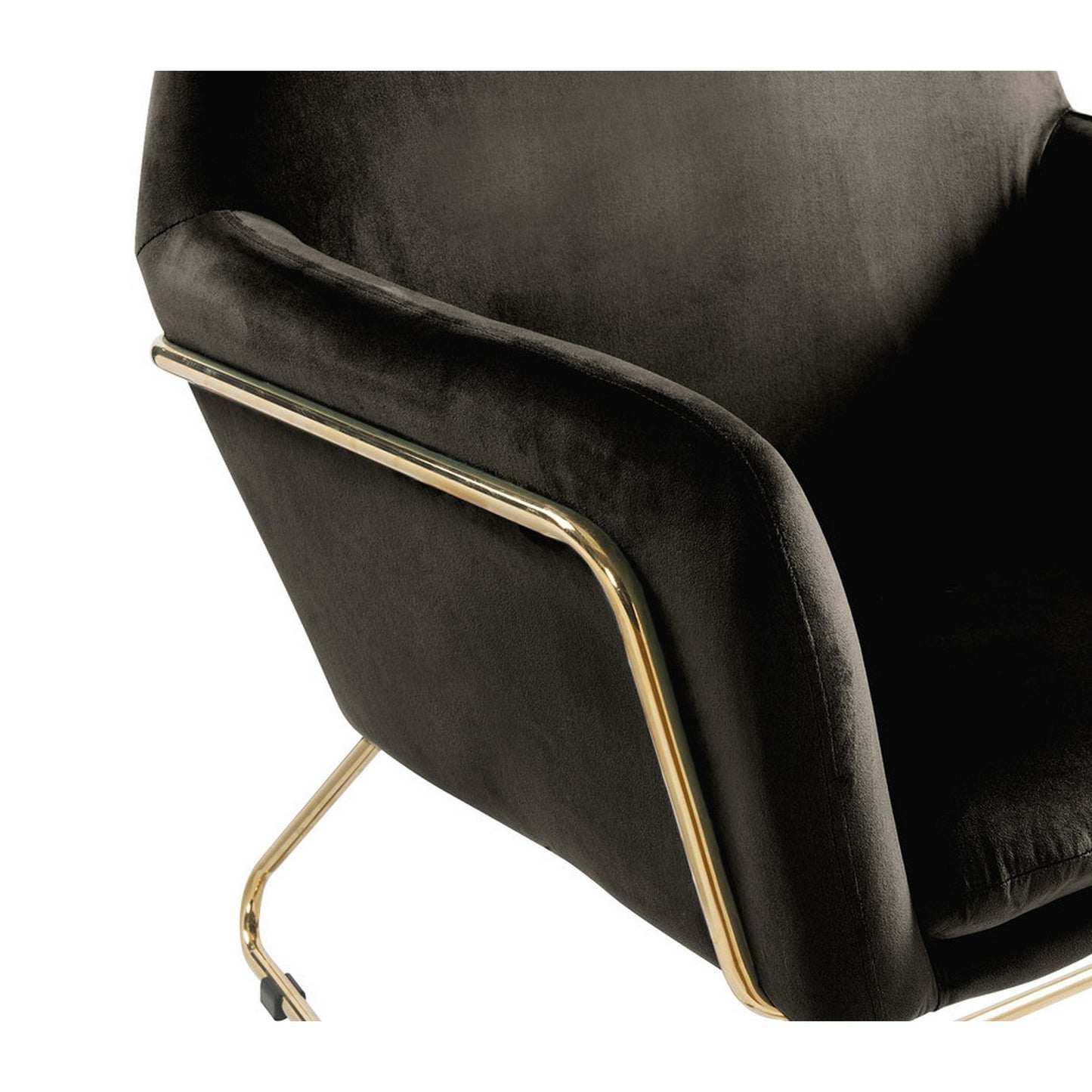 Benzara BM293183 Zoey 30" Black Velvet Modern Accent Chair With Gold Metal Frame