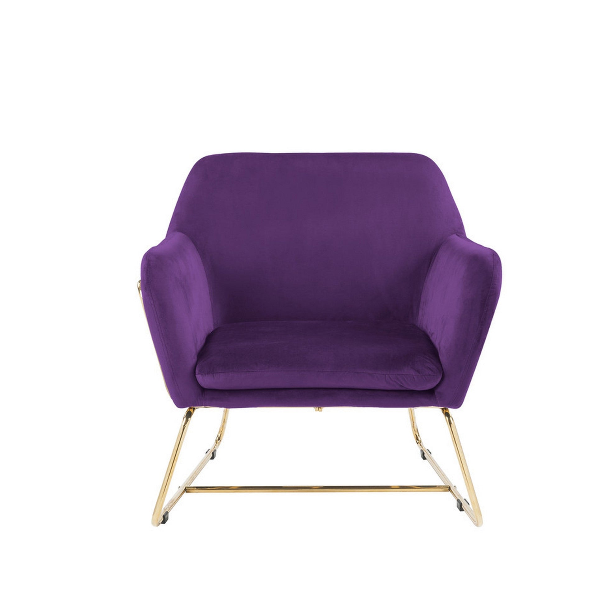 Benzara BM293184 Zoey 30" Purple Velvet Modern Accent Chair With Gold Metal Frame