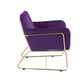 Benzara BM293184 Zoey 30" Purple Velvet Modern Accent Chair With Gold Metal Frame