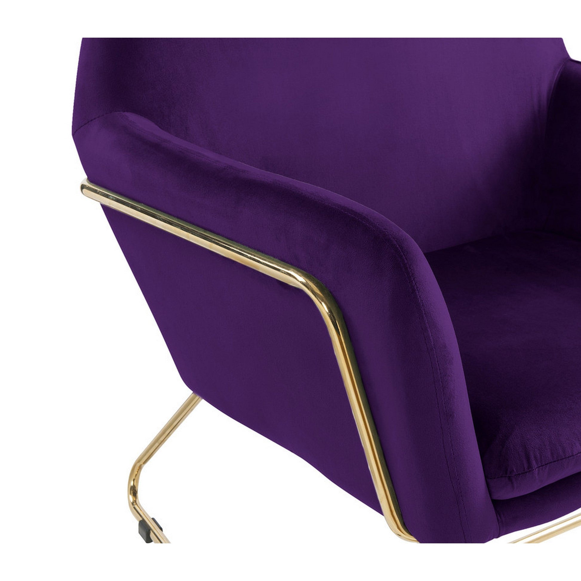 Benzara BM293184 Zoey 30" Purple Velvet Modern Accent Chair With Gold Metal Frame