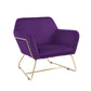 Benzara BM293184 Zoey 30" Purple Velvet Modern Accent Chair With Gold Metal Frame