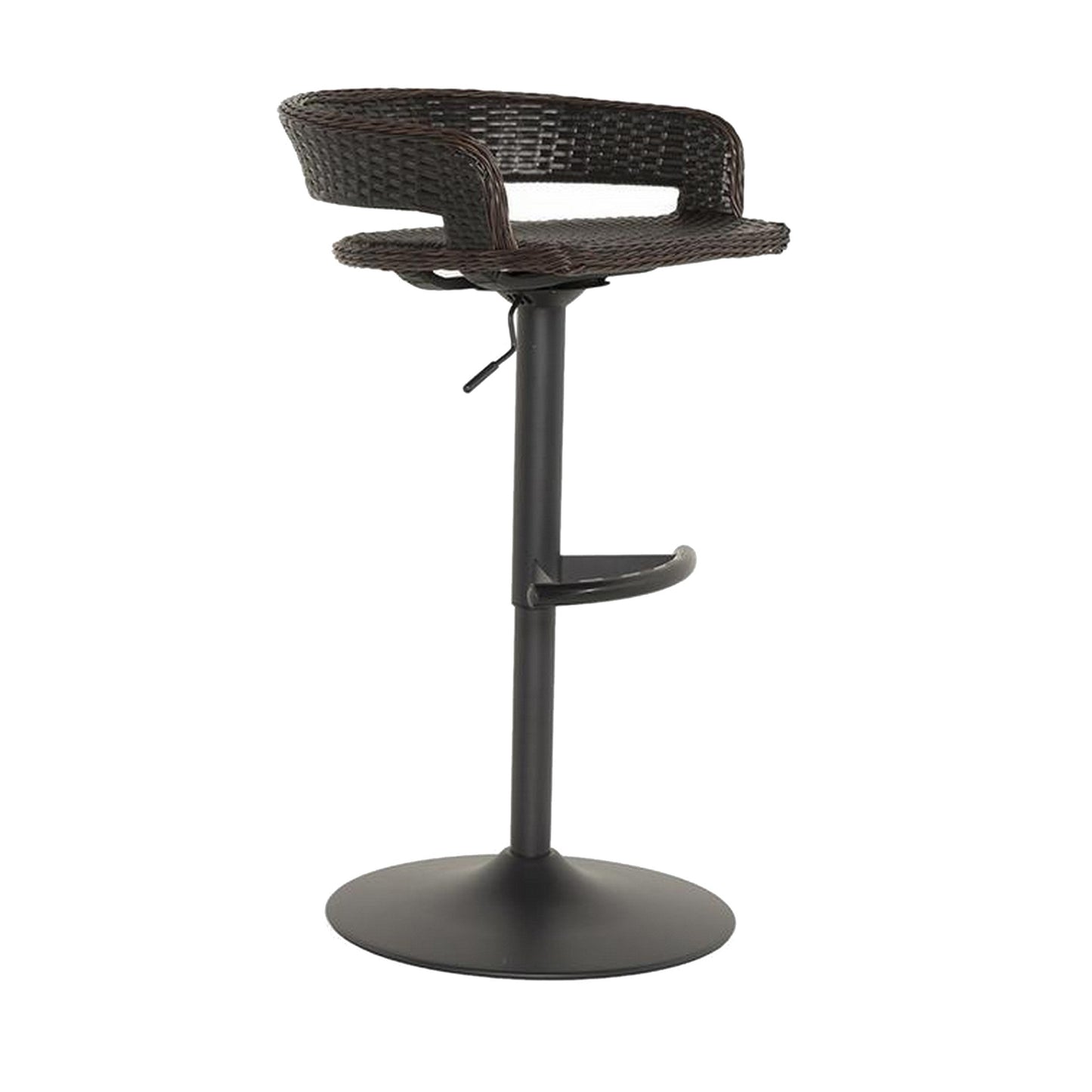 Benzara BM293759 Coco 30" Espresso Patio Airlift Bar Stools With Wicker Frame, Set of 2