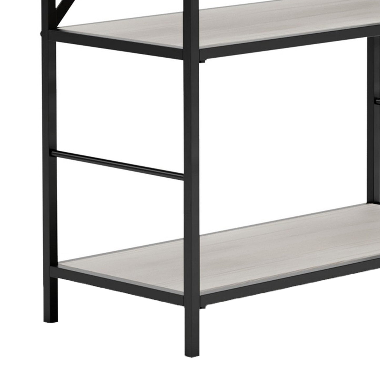 Benzara BM294003 Gem 63" Freestanding Bookcase With 4 Wood Shelves and Open Black Metal Frame