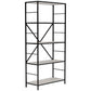 Benzara BM294003 Gem 63" Freestanding Bookcase With 4 Wood Shelves and Open Black Metal Frame