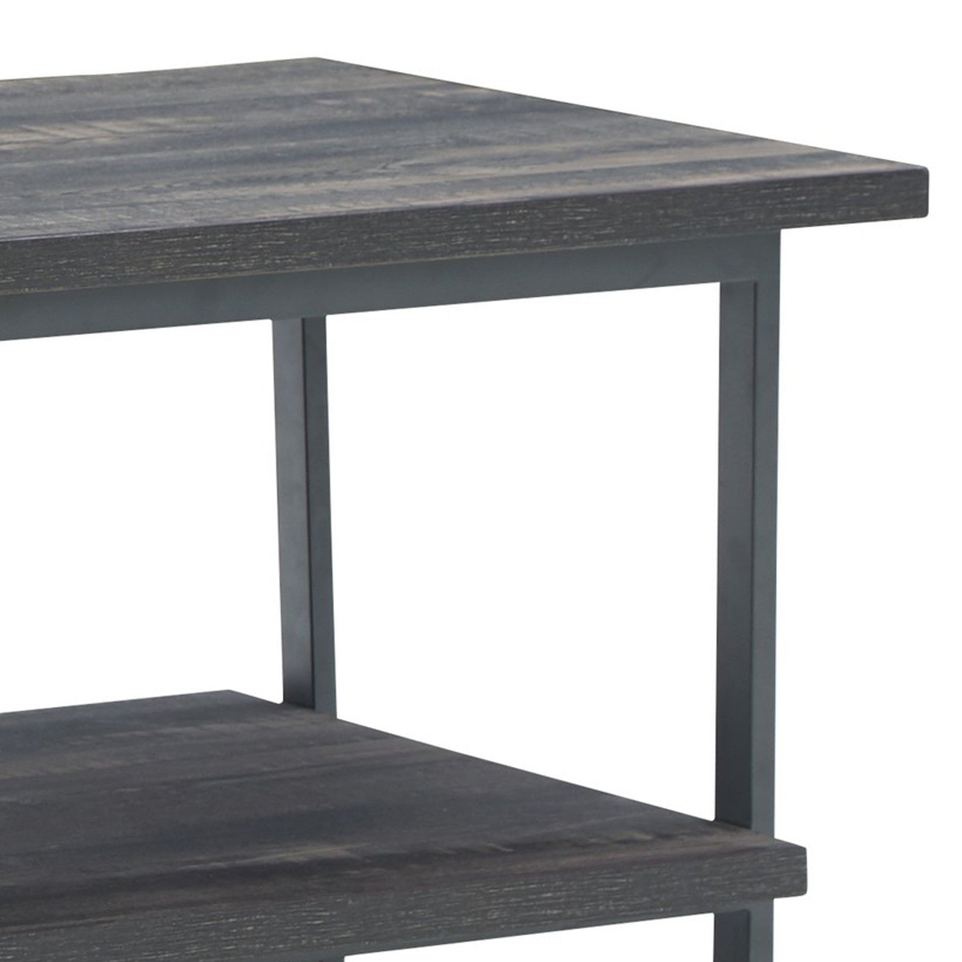 Benzara BM294082 43" Gray Composite Wood Surface Modern Coffee Table With Metal Base