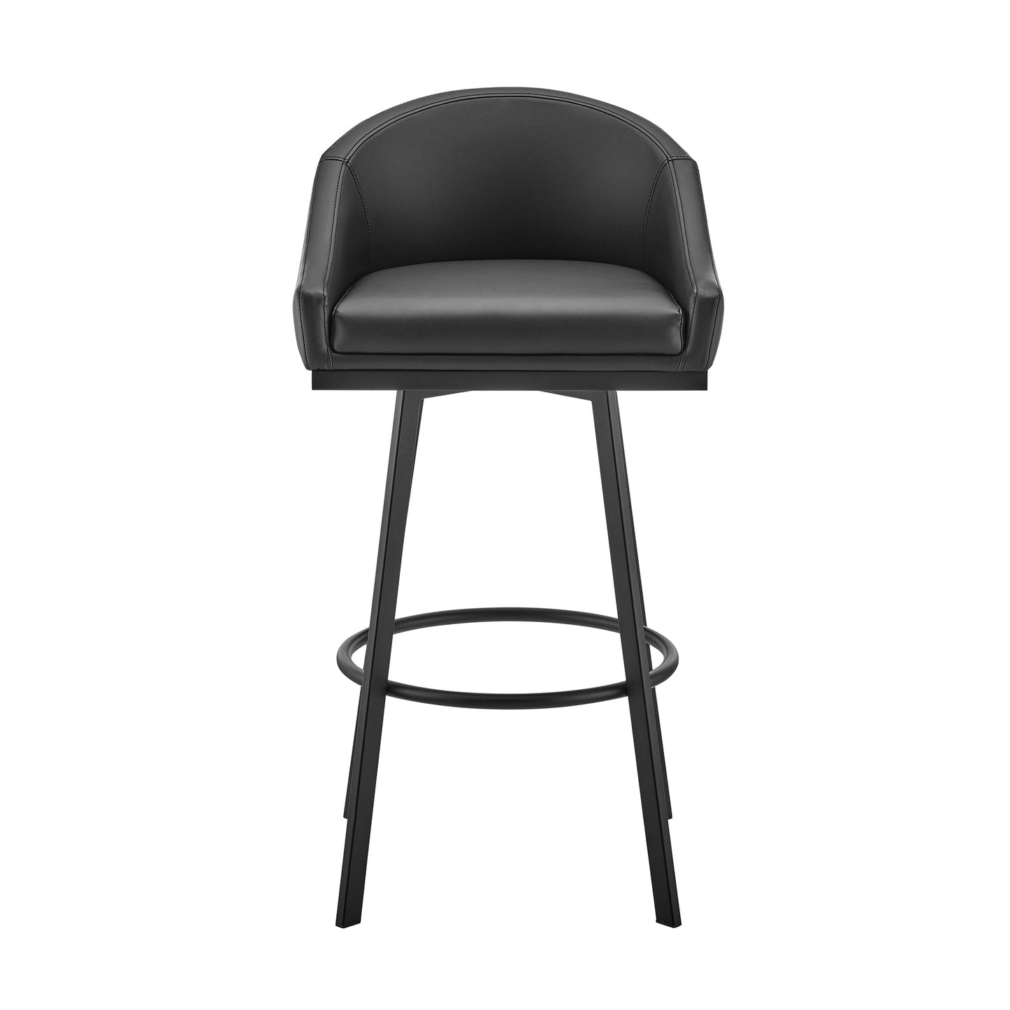 Benzara BM295446 Sheryl 26" Black Faux Leather Swivel Counter Stool Chair With Low Back