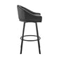 Benzara BM295446 Sheryl 26" Black Faux Leather Swivel Counter Stool Chair With Low Back