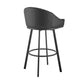 Benzara BM295446 Sheryl 26" Black Faux Leather Swivel Counter Stool Chair With Low Back