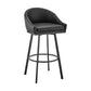 Benzara BM295446 Sheryl 26" Black Faux Leather Swivel Counter Stool Chair With Low Back