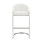 Benzara BM295450 Lina 24" White Faux Leather Counter Stool Chair With Metal Cantilever Base