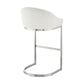 Benzara BM295450 Lina 24" White Faux Leather Counter Stool Chair With Metal Cantilever Base