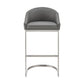 Benzara BM295452 Lina 24" Gray Faux Leather Counter Stool Chair With Metal Cantilever Base