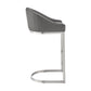 Benzara BM295452 Lina 24" Gray Faux Leather Counter Stool Chair With Metal Cantilever Base