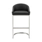 Benzara BM295454 Lina 24" Black Faux Leather Counter Stool Chair With Metal Cantilever Base