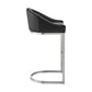 Benzara BM295454 Lina 24" Black Faux Leather Counter Stool Chair With Metal Cantilever Base