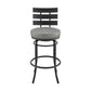 Benzara BM295464 Siona 26" Gray Faux Leather Swivel Counter Stool Chair With Slatted Back