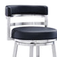 Benzara BM295474 Eva 26" Black Faux Leather Padded Swivel Counter Stool Chair with Steel Base