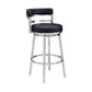 Benzara BM295474 Eva 26" Black Faux Leather Padded Swivel Counter Stool Chair with Steel Base