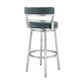 Benzara BM295478 Eva 26" Blue Faux Leather Padded Swivel Counter Stool Chair with Steel Frame