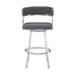 Benzara BM295480 Ava 26" Gray Faux Leather Swivel Counter Stool Chair, Open Back, Steel Frame