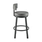 Benzara BM295490 Eleanor 26" Gray Faux Leather Seat Round Seat Swivel Counter Stool Chair